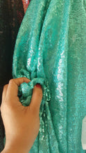 Load image into Gallery viewer, Aqua Green Sequin Fabric, By The Yard, Sequin Fabric, Perfect For Tablecloth, Linen, Sequin Tablecloth, Table Runner Fashion Glitz Sequin
