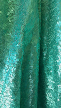 Load image into Gallery viewer, Aqua Green Sequin Fabric, By The Yard, Sequin Fabric, Perfect For Tablecloth, Linen, Sequin Tablecloth, Table Runner Fashion Glitz Sequin
