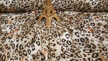 Load image into Gallery viewer, Rayon challis Brown Beige Orange Cheetah Pattern Fabric By The Yard Soft flowy organic kids Dress  Decoration Clothing Draping
