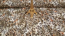 Load image into Gallery viewer, Rayon challis Brown Beige Orange Cheetah Pattern Fabric By The Yard Soft flowy organic kids Dress  Decoration Clothing Draping
