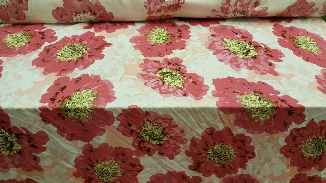 Rayon challis Fabric By The Yard Dusty Rose Blush Floral Flowers Off White Background fabric sold by the yard Soft Organic kids Dress Flowy