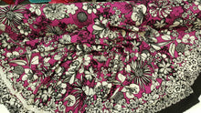 Load image into Gallery viewer, Rayon Challis Fabric By The Yard Floral Flowers Hawaiian Fuchsia Tropical Double Borders Dress Draping Fashion Clothing

