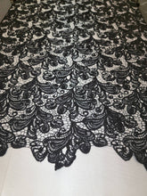 Load image into Gallery viewer, Fabric Sold by the Yard Black Guipure  Lace Floral Flowers Heavy Embroidery Lace Fashion New Guipure 50 Inch W French Guipure Lace Dress Top
