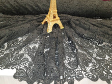 Load image into Gallery viewer, Fabric Sold by the Yard Black Guipure  Lace Floral Flowers Heavy Embroidery Lace Fashion New Guipure 50 Inch W French Guipure Lace Dress Top
