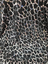 Load image into Gallery viewer, Fabric By The Yard Black Eyelash Silver Sequin Geometric Pattern Fashion Stretch New Fabric Clothing Jacket Sweater
