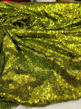 Load image into Gallery viewer, Sequin Fabric By The Yard Olive Green Sequin On Mesh Stretch Fashion Fabric Dress Draping Clothing Decoration Custom Background Glitz Sequin
