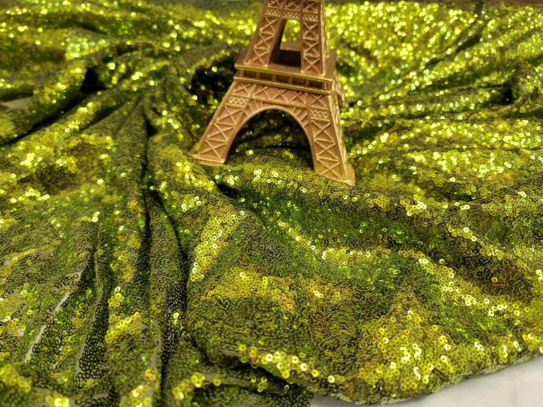 Sequin Fabric By The Yard Olive Green Sequin On Mesh Stretch Fashion Fabric Dress Draping Clothing Decoration Custom Background Glitz Sequin