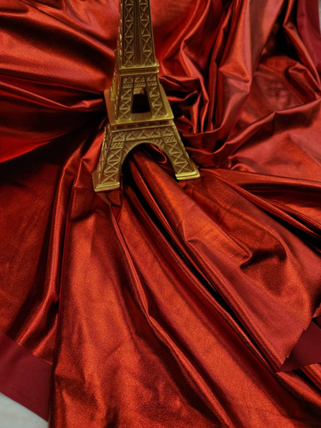 Red Metallic Pleather Stretch  Spandex Shine Fabric Sold by the Yard Gown Prom Dress Draping Clothing Decoration Foil Red Metallic