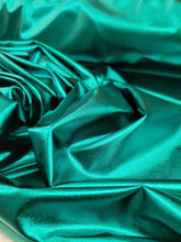 Load image into Gallery viewer, Fabric By The Yard Emerald Green Four Way Stretch  Spandex Iridescent Stretch Clothing Dancer Custom Draping Tablecloth Shine Fashio
