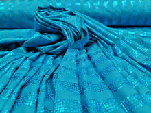 Load image into Gallery viewer, Turquoise 4 Way Stretch Striped Iridescent Sequin Shine Luxurious Draping Decoration Clothing Party Lycra Spandex Fabric Sold by the Yard
