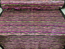 Load image into Gallery viewer, Fabric By The Yard Gold and Fuchsia Sequin Embroidered On Black Stretch Spandex Fashion Fabric Fir Dress Draping Clothing Decoration
