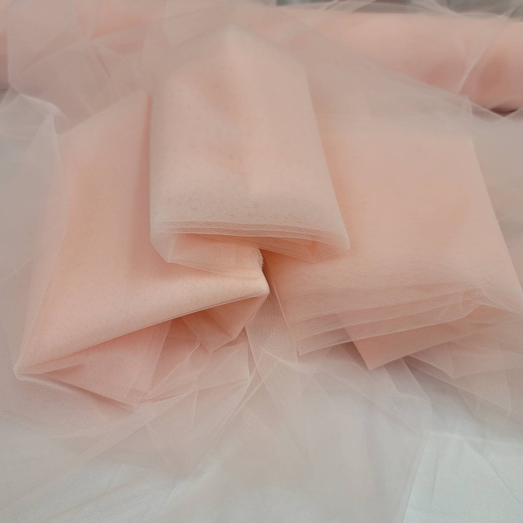 Fabric Sold By The Yard Blush Italian Tulle 1 Way Stretch Fashion Soft Flowy Dress Draping Bridal Gown Dress Prom Bridal Evening Dress