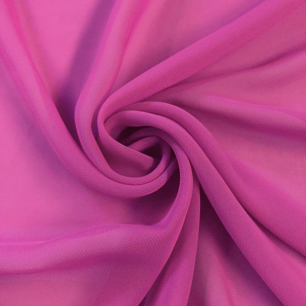 Solid Chiffon Fabric Polyester Dress Sheer 58'' Wide by The Yard Magenta