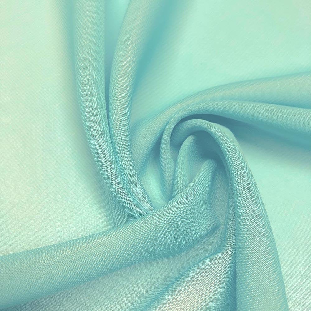 Solid Chiffon Fabric Polyester Dress Sheer 58'' Wide by The Yard Aqua Blue