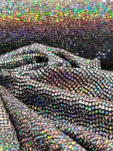 Load image into Gallery viewer, Fabric Sold By The Yard Multicolor Sequin Iridescent Fabric Stretch Nylon Spandex Clothing Dancer Draping Fashion Dress Mermaid Fabric
