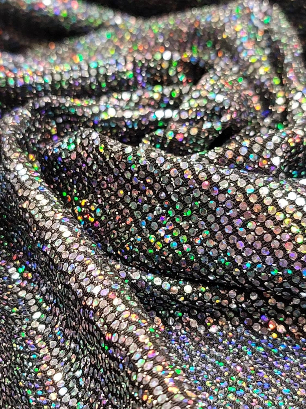 Fabric Sold By The Yard Multicolor Sequin Iridescent Fabric Stretch Nylon Spandex Clothing Dancer Draping Fashion Dress Mermaid Fabric