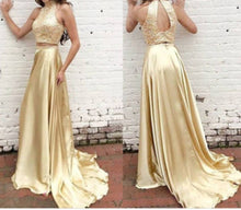 Load image into Gallery viewer, Charmeuse Satin Fabric 58&quot; Wide Silky Bridal Decoration Fashion Crafts Fabric Sold By Yard Champagne Gold Stretch Satin Clothing Flowy Dress
