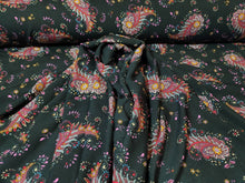 Load image into Gallery viewer, Fabric Sold By The Yard Black Background Multicolor Floral Flowers Paisley Pink Orange Red Clothing Decoration Dress Summer Dress
