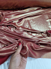 Load image into Gallery viewer, Fabric By The Yard Burgundy Spandex Gold Shimmer Metallic Stretch Fabric Dress Draping Clothing Decoration Background
