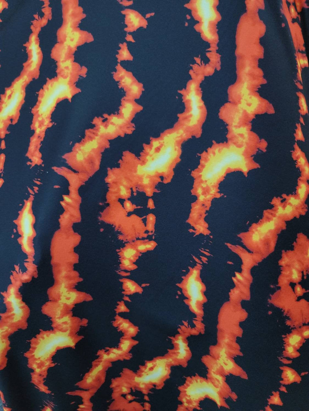 Fabric Sold By The Yard Fire On Black Stretch Spandex Fashion Clothing Dancer Custom Decoration Draping Swimwear Black Yellow Orange