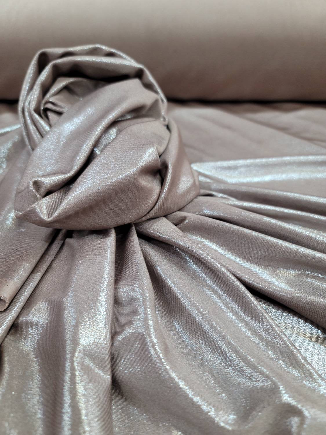 Fabric Sold By The Yard Champagne Gold Stretch Spandex Sheer Metallic Dress  Clot