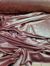 Load image into Gallery viewer, Fabric By The Yard Burgundy Spandex Gold Shimmer Metallic Stretch Fabric Dress Draping Clothing Decoration Background
