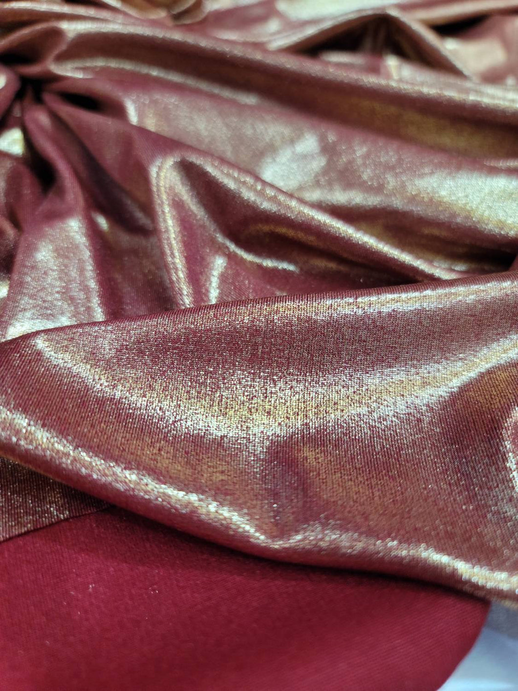 Fabric By The Yard Burgundy Spandex Gold Shimmer Metallic Stretch Fabric Dress Draping Clothing Decoration Background