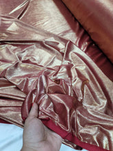 Load image into Gallery viewer, Fabric By The Yard Burgundy Spandex Gold Shimmer Metallic Stretch Fabric Dress Draping Clothing Decoration Background
