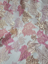 Load image into Gallery viewer, Fabric Sold By The Yard Pink Gold Brocade Jacquard Metallic Maple Leaves Fashion Fabric For Dress Clothing
