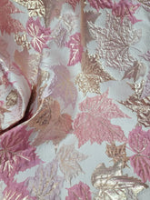 Load image into Gallery viewer, Fabric Sold By The Yard Pink Gold Brocade Jacquard Metallic Maple Leaves Fashion Fabric For Dress Clothing
